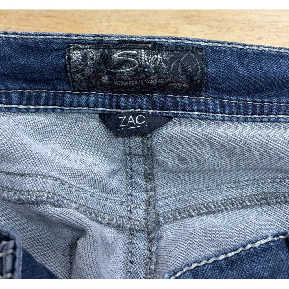 Mens SILVER ZAC Jeans Blue Cotton Blend Stretch Denim Pants Size 36x34